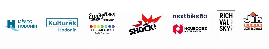 Loga partnerů akce: Kulturák Hodonín, Město Hodonín, Studentský parlament Hodonín